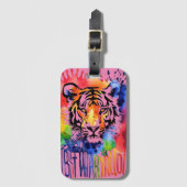 Funny Aquarell bunter Tiger Gepäckanhänger (Vorderseite Vertikal)
