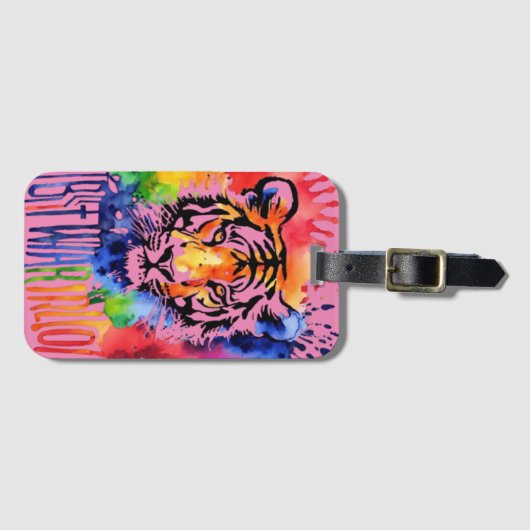 Funny Aquarell bunter Tiger Gepäckanhänger (Vorderseite (Horizontal))