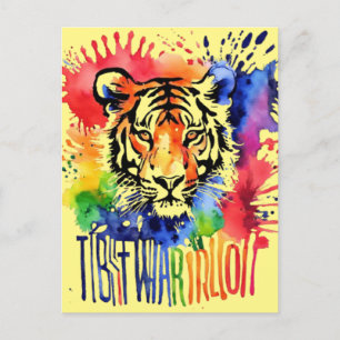 Funny Aquarell bunter Tiger Postkarte