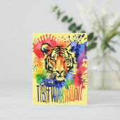 Funny Aquarell bunter Tiger Postkarte (Stehend Vorderseite)