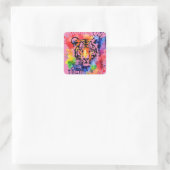 Funny Aquarell bunter Tiger Quadratischer Aufkleber (Tasche)