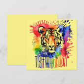 Funny Aquarell bunter Tiger Save The Date (Vorne/Hinten)