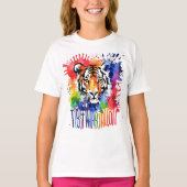 Funny Aquarell bunter Tiger T-Shirt (Vorderseite)