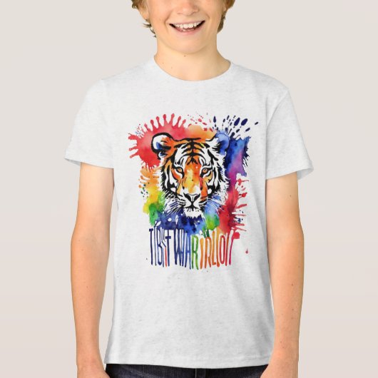 Funny Aquarell bunter Tiger Tri-Blend Shirt (Vorderseite)