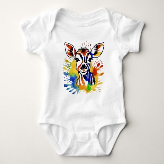 Funny Aquarell farbige Antilope Baby Strampler (Vorderseite)