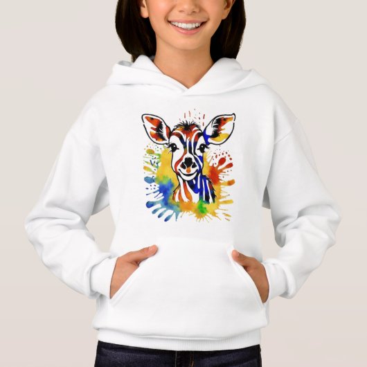 Funny Aquarell farbige Antilope Hoodie (Vorderseite)