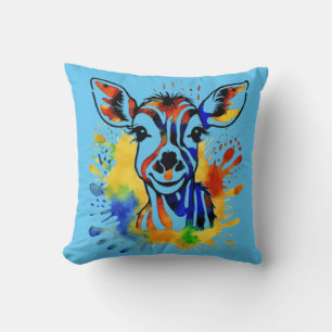 Funny Aquarell farbige Antilope Kissen