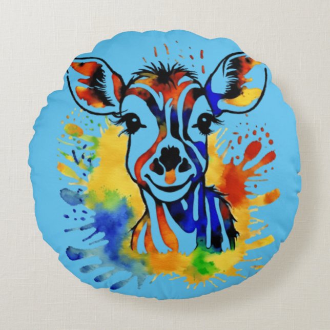 Funny Aquarell farbige Antilope Rundes Kissen (Vorderseite)