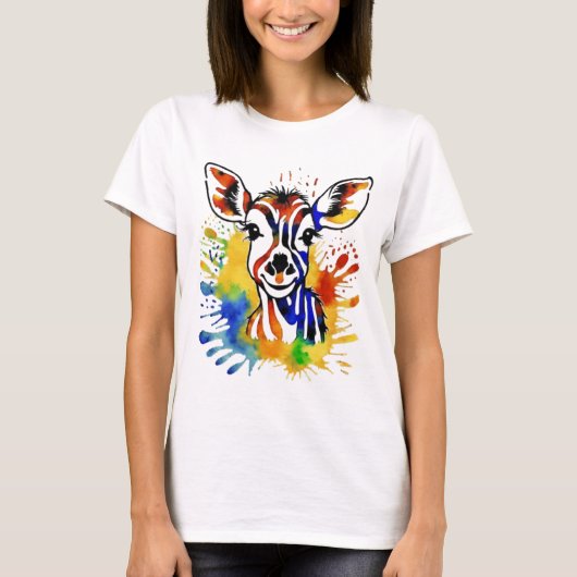 Funny Aquarell farbige Antilope T-Shirt (Vorderseite)