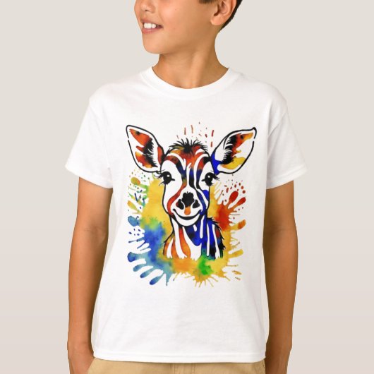 Funny Aquarell farbige Antilope T-Shirt (Vorderseite)