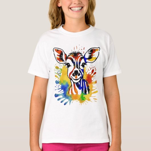 Funny Aquarell farbige Antilope T-Shirt (Vorderseite)