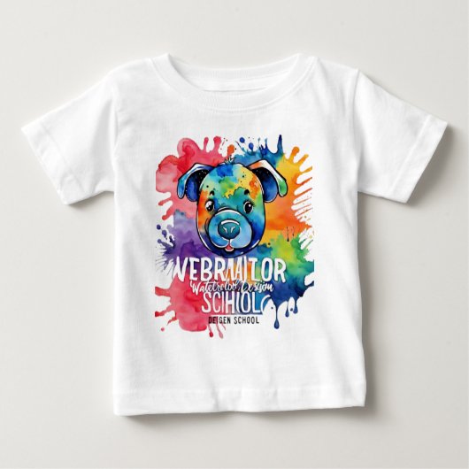 Funny Aquarell farbiger Hund Baby T-shirt (Vorderseite)