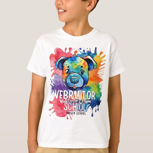 Funny Aquarell farbiger Hund T-Shirt (Vorderseite)