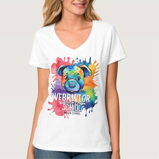 Funny Aquarell farbiger Hund T-Shirt (Vorderseite)