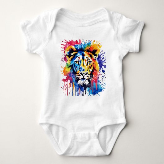 Funny Aquarell farbiger Löwe Baby Strampler (Vorderseite)