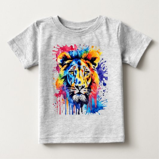 Funny Aquarell farbiger Löwe Baby T-shirt (Vorderseite)
