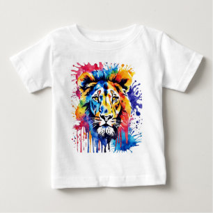 Funny Aquarell farbiger Löwe Baby T-shirt