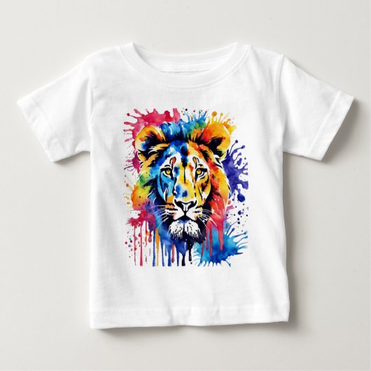 Funny Aquarell farbiger Löwe Baby T-shirt (Vorderseite)