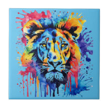 Funny Aquarell farbiger Löwe