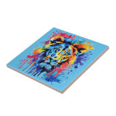 Funny Aquarell farbiger Löwe Fliese (Seite)