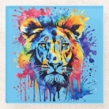 Funny Aquarell farbiger Löwe