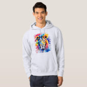 Funny Aquarell farbiger Löwe Hoodie (Vorne ganz)