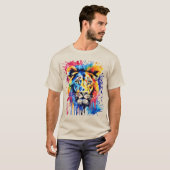 Funny Aquarell farbiger Löwe T-Shirt (Vorne ganz)