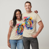 Funny Aquarell farbiger Löwe T-Shirt (Unisex)