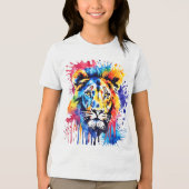 Funny Aquarell farbiger Löwe Tri-Blend Shirt (Vorderseite)
