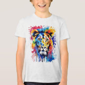 Funny Aquarell farbiger Löwe Tri-Blend Shirt (Vorderseite)