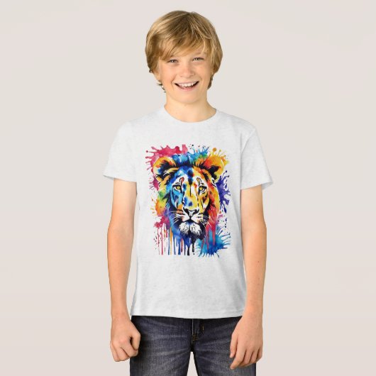 Funny Aquarell farbiger Löwe Tri-Blend Shirt (Vorderseite voll)