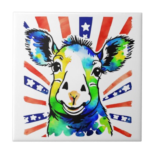 Funny Aquarell farbiges Schaf Fliese (Vorderseite)