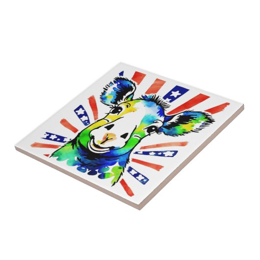 Funny Aquarell farbiges Schaf Fliese (Seite)