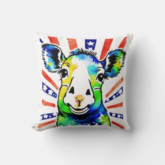 Funny Aquarell farbiges Schaf Kissen (Vorderseite)