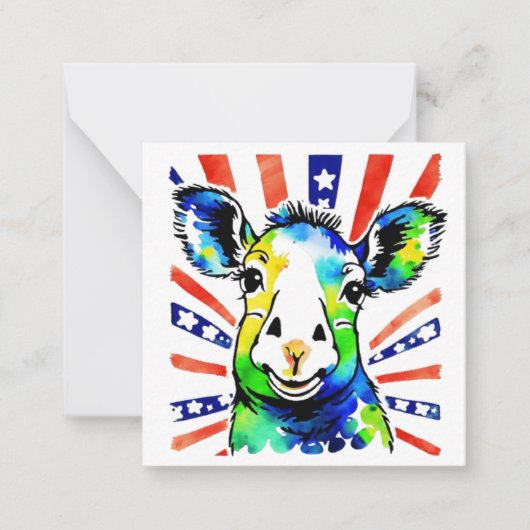 Funny Aquarell farbiges Schaf Mitteilungskarte (Vorderseite)