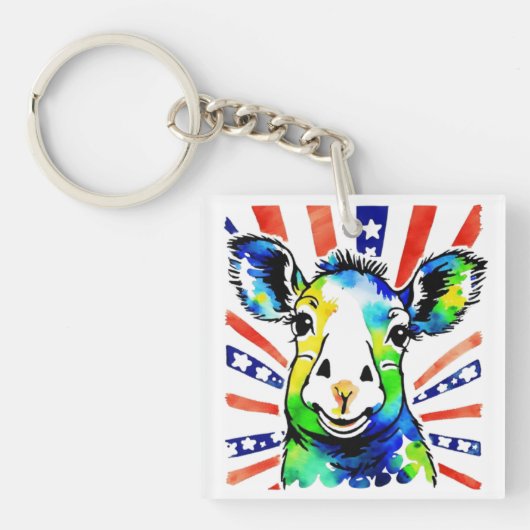 Funny Aquarell farbiges Schaf Schlüsselanhänger (Vorderseite)