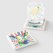 Funny Aquarell farbiges Schaf Steinuntersetzer (Seitenansicht)