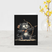 Funny Archer Cat With Bow And Arrow Graphic Costum Karte (Gelbe Blume)