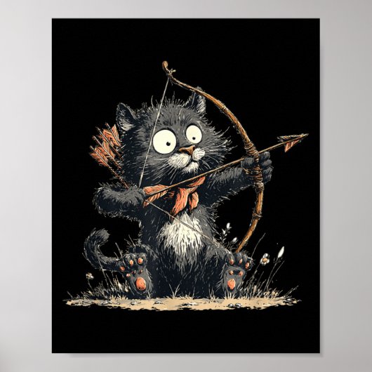 Funny Archer Cat With Bow And Arrow Graphic Costum Poster (Vorne)