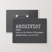 Funny Archivist Definition Button (Vorderseite/Rückseite)