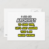 Funny Archivist T - Shirt und Geschenke Postkarte (Vorne/Hinten)