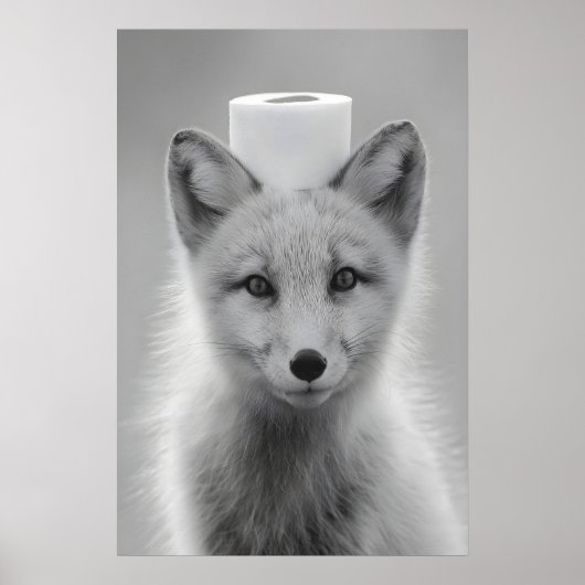 Funny Arctic Fox Bathroom Print, Toilet Paper on Poster (Vorne)