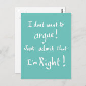 Funny Argument Postkarte (Vorne/Hinten)