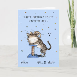 Funny Aries Karte Zodiac Cat Star Sternzeichen Hor