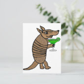 Funny Armadillo Drink Margarita Art Postkarte (Stehend Vorderseite)