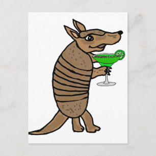 Funny Armadillo Drink Margarita Art Postkarte