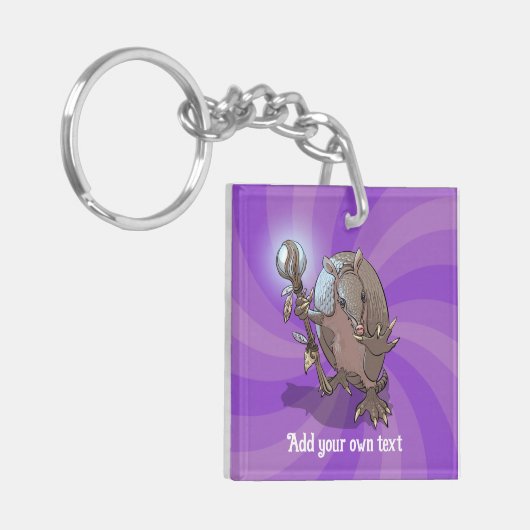 Funny Armadillo Fügen Sie Ihren eigenen Text Hypno Schlüsselanhänger (Vorderseite links)