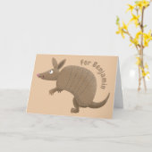 Funny armadillo glücklicher Cartoon Illustration Karte (Gelbe Blume)