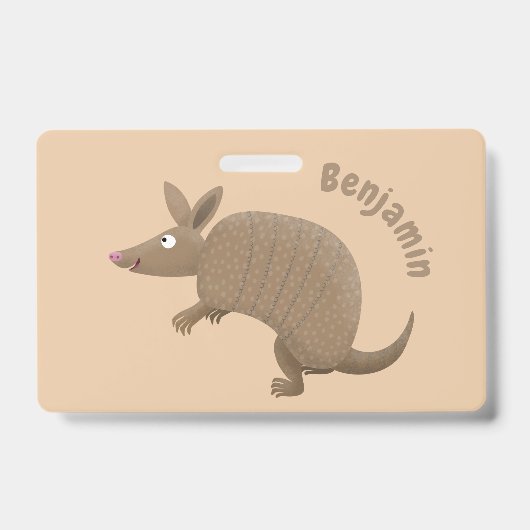 Funny armadillo Happy Cartoon Illustration Ausweis (Vorderseite)