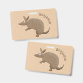 Funny armadillo Happy Cartoon Illustration Ausweis (Vorder- & Rückseite)